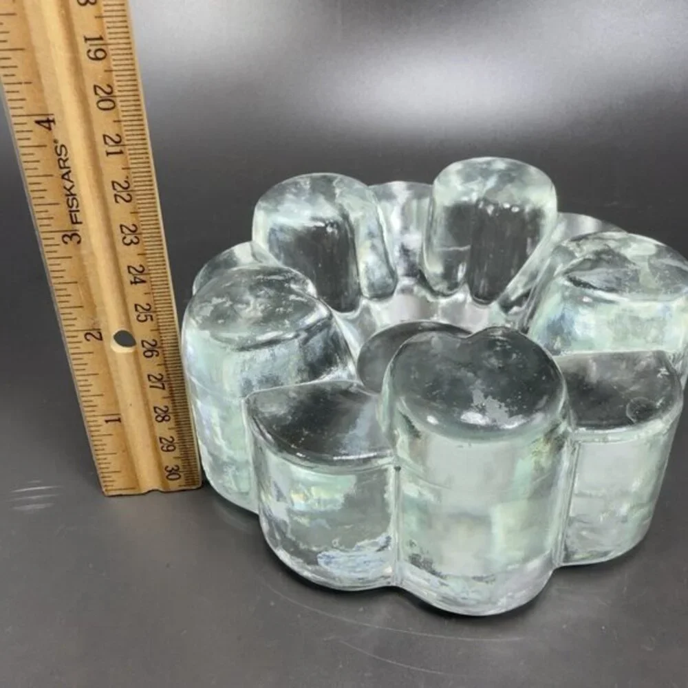 Glas Kunstvoll Gestaltet Heart Design Clear Candle Holder Votive‎ Heavy Germany